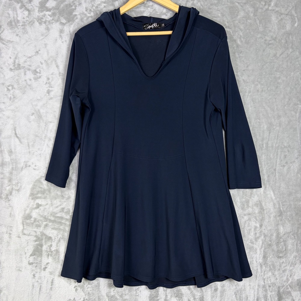 NOT AVAILABLE Hooded Tunic Top Size 12 3/4 A-Line Stretch Minimalist